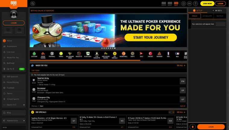 888sport homepage screenshot